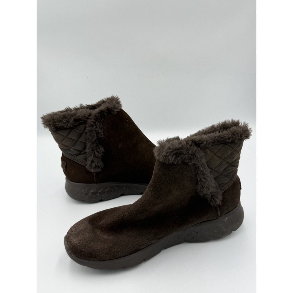 Skechers Goga Mat Brown Faux Suede Ankle Boots Faux Fur Lined Women's 6.5 - Picture 7 of 8